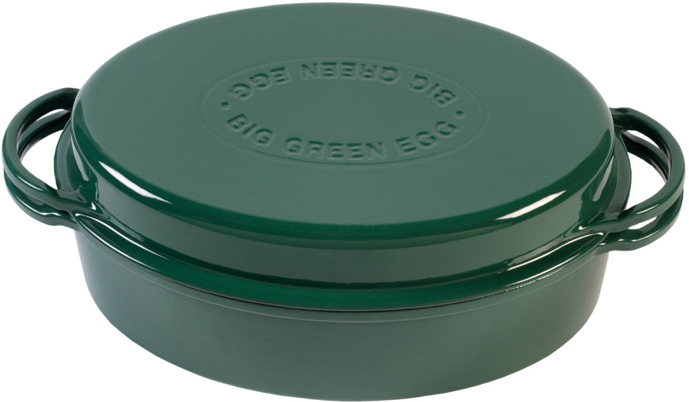 Big Green Egg emaillierter Dutch Oven / Bräter 5,2 L Grün oval 2XL / XLarge / Large