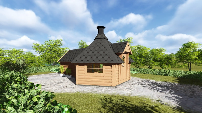 Grill-Kota mit Sauna-Anbau