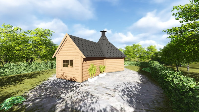 Grill-Kota mit Sauna-Anbau