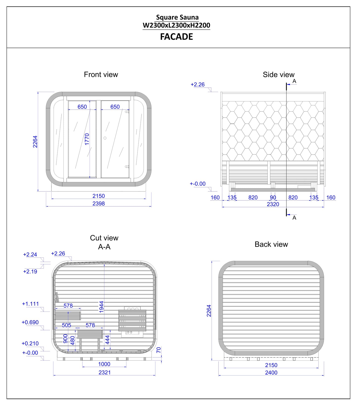 Moderne Quadratische Sauna