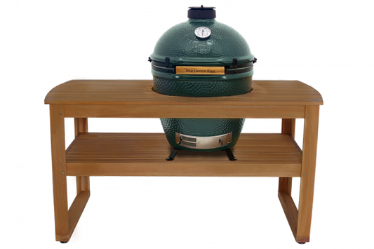Tisch aus Eukalyptusholz L - exclusive Rollen – Big Green Egg Original | bader24